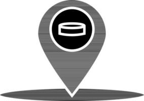 black and white illustration of location center icon for Hockey game. vector