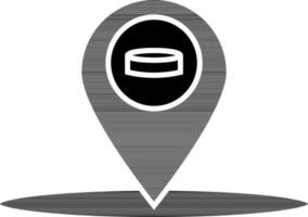 black and white illustration of location center icon for Hockey game. vector