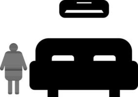 Man standing in air conditioner room glyph icon. vector