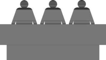 Meeting members sitting on desk icon in black color. vector