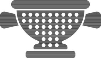 black and white illustration of colander icon. vector
