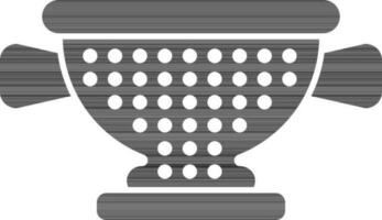 black and white illustration of colander icon. vector