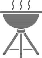 Barbecue grill icon in black and white color. vector