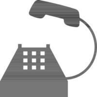 Retro telephone in black and white color. vector