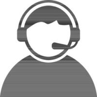 Call center faceless boy in black and white color. vector