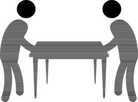 Black character of faceless men holding table in hand. vector