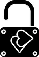 Open Heart Lock icon in black and white color. vector