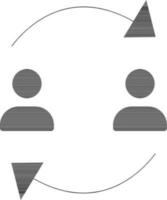 Character of two man rotating arrow in black color. vector