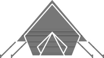 black and white Tent icon in flat style. vector