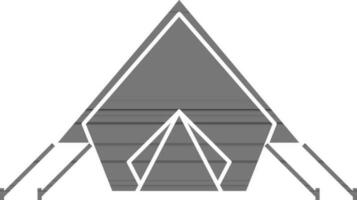 black and white Tent icon in flat style. vector