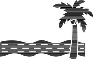 Coconut Tree with River icon black and white color. vector