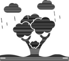 Raining cloud with Tree glyph icon in flat style. vector