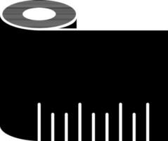 black and white illustration of measuring tape icon. vector