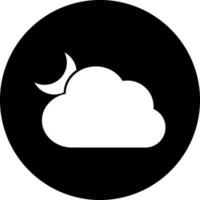 Cloud with Crescent Moon glyph icon. vector