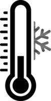 Snowflake with thermometer glyph icon or symbol. vector