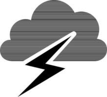 Lighting cloud icon in black and white color. vector