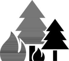 fuego arboles icono o símbolo en negro y blanco color. vector