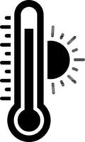 Sun Temperature with Thermometer glyph icon or symbol. vector
