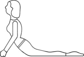 Black Outline Illustration of Young Lady in Cobra Pose Bhujangasana Icon. vector