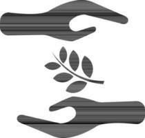 Black hands supporting nature care leaves. vector