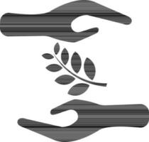 Black hands supporting nature care leaves. vector