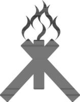 Bonfire silhouette icon in black and white color. vector