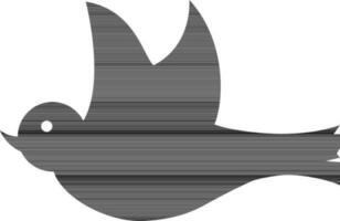 Flat icon of bird flying in black and white color. vector