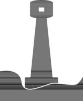 Icon of lighthouse in black and white color. vector