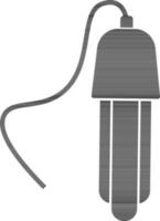 electrónico ligero bulbo icono en negro y blanco color. vector