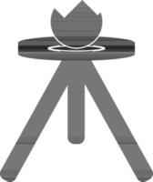 Flat icon of torch flame in black and white color. vector