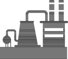 Flat style factory in black and white color. vector