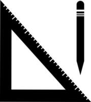 Triangular ruler and pencil in black color. vector