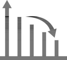 Black growing graph with arrow. vector