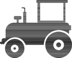 black and white tractor in flat style. vector