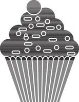 Black and white decorated cup cake. vector