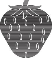 Flat style strawberry in black and white color. vector