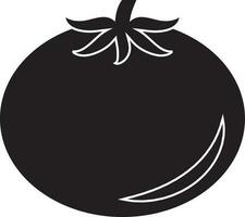 Illustration of a tomato in black and white color. vector