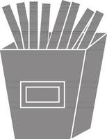 black and white french fries in flat style. vector