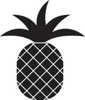 Pineapple with leaves in black and white color. vector