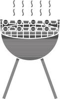 black and white hot barbecue grill in flat style. vector