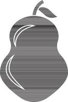 Pear with leaf in black color. vector