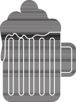 Black and white beer mug in flat style. vector