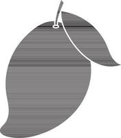 Flat style mango with leaf in black color. vector