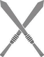 Flat style two sword crossed in black and white color. vector