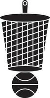 Flat style basket with ball in black and white color. vector