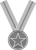 Black and white ribbon with star medal. vector