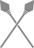 black and white two spear crossed in flat style. vector