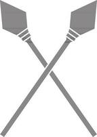 black and white two spear crossed in flat style. vector