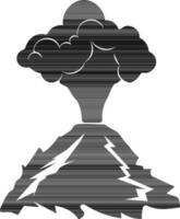 black and white icon of valcano in flat style. vector