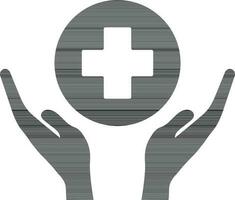 Hand holding plus sign icon for healthcare concept. vector